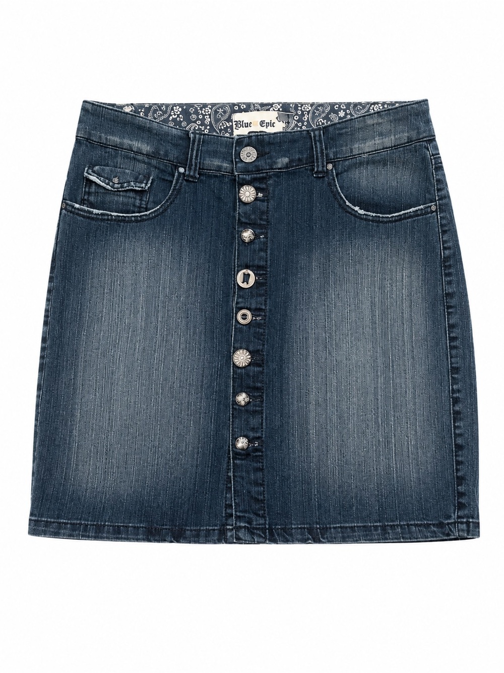 Blue Epic Women's Dark Wash Button-Front Denim Mini Skirt